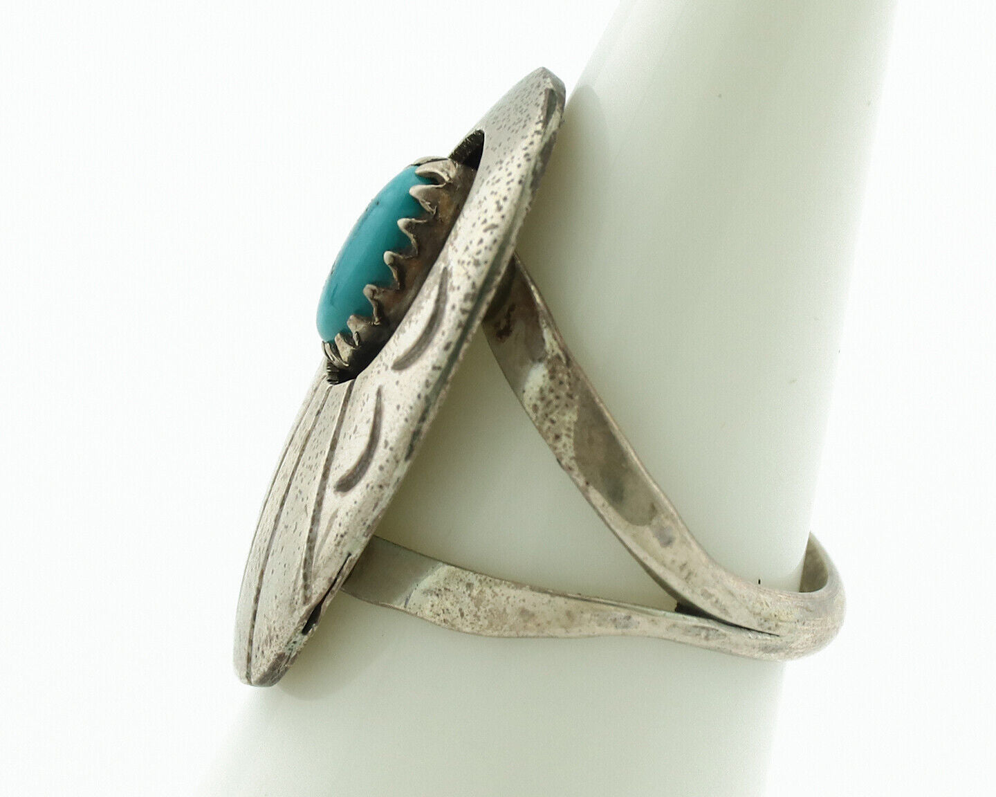 Navajo Ring .925 Silver Easter Blue Turquoise Native American Artist C.1980's