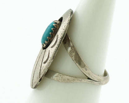 Navajo Ring .925 Silver Easter Blue Turquoise Native American Artist C.1980's
