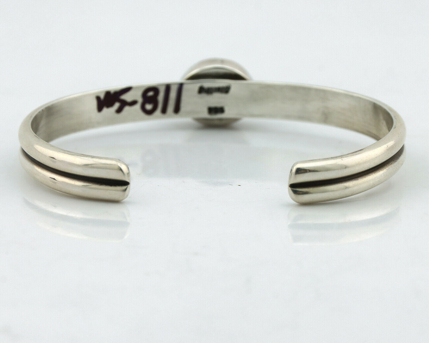 Navajo Bracelet .925 Silver White Sea Shell Native American Artist C.90's