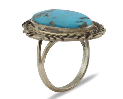 Navajo Ring 925 Silver Blue Turquoise Artist Signed Billy Eagle C.80s