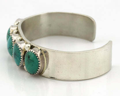 Navajo Bracelet .925 Silver Gem Grade Blue Green Turquoise C Jones Artist C.80's