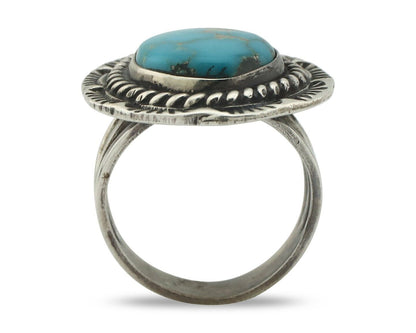 Navajo Ring .925 Silver Natural Blue Turquoise Native American Artist C.80's