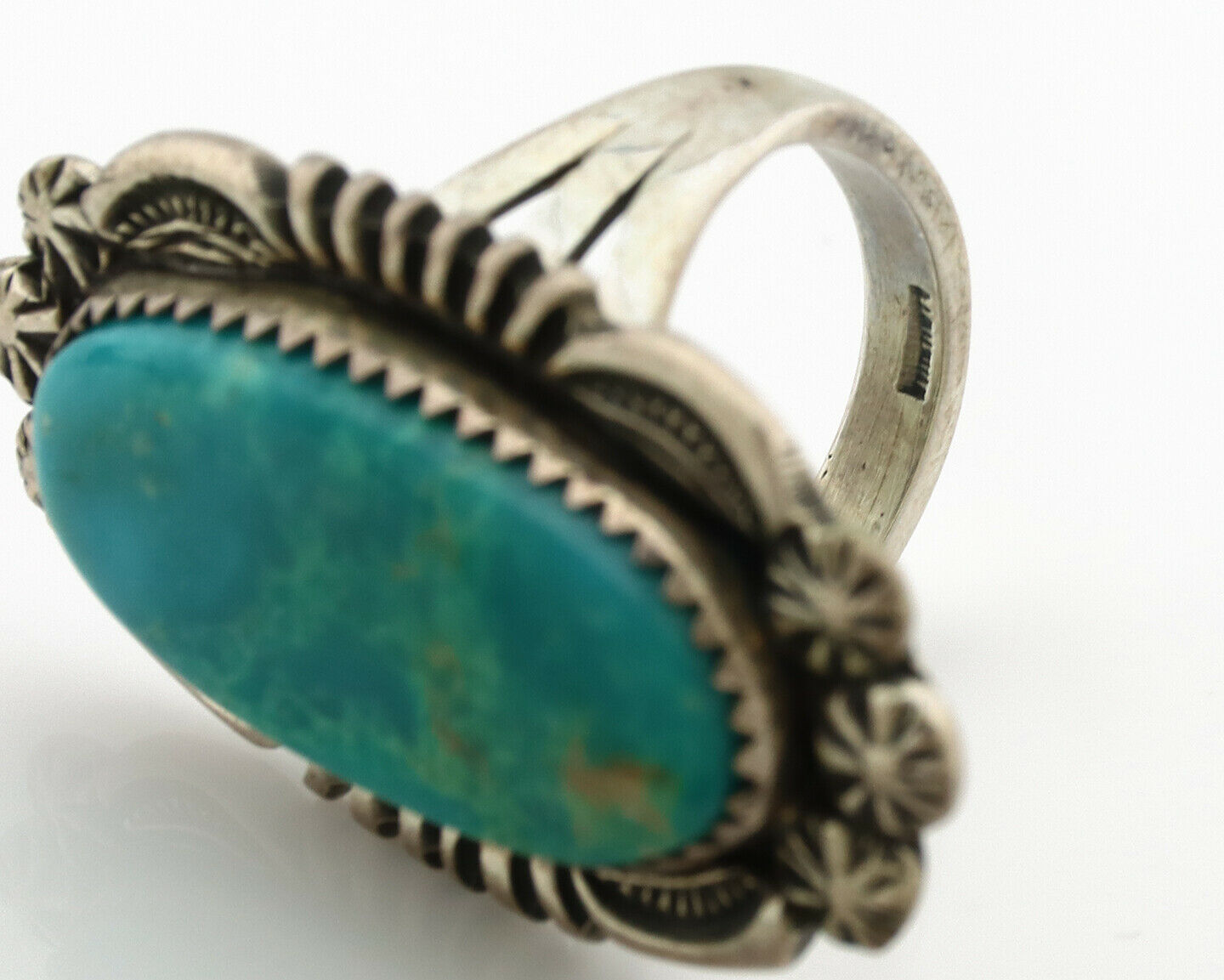 Navajo Ring .925 Silver Natural Blue Turquoise Native American Artist C.1980's