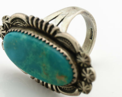 Navajo Ring .925 Silver Natural Blue Turquoise Native American Artist C.1980's