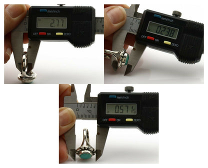 Navajo Ring .925 Silver Kingman Turquoise Artist Signed Gecko C.90's