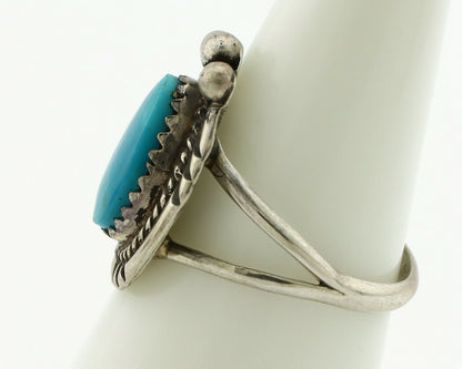 Navajo Ring .925 Silver Blue Turquoise Artist Signed Anna Begay C.1980's
