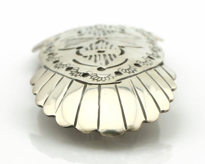 Navajo Hair Clip Barrette .925 Silver Hand Stamped Artist Signed C Montoya C80s