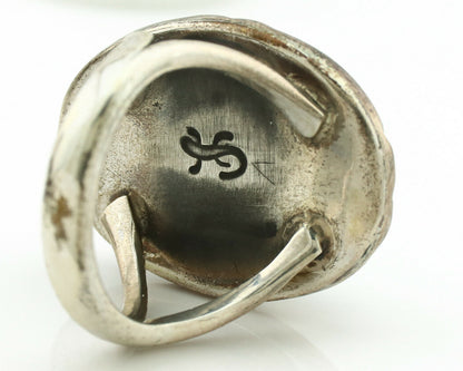Navajo Ring .925 Silver Kingman Turquoise Artist Signed Gecko C.1980's