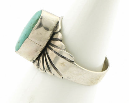 Navajo Ring .925 Silver Kingman Turquoise Artist Signed Apache C.80's