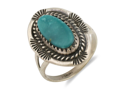 Navajo Ring .925 Silver Turquoise Mountain Native American Artist C.1980's