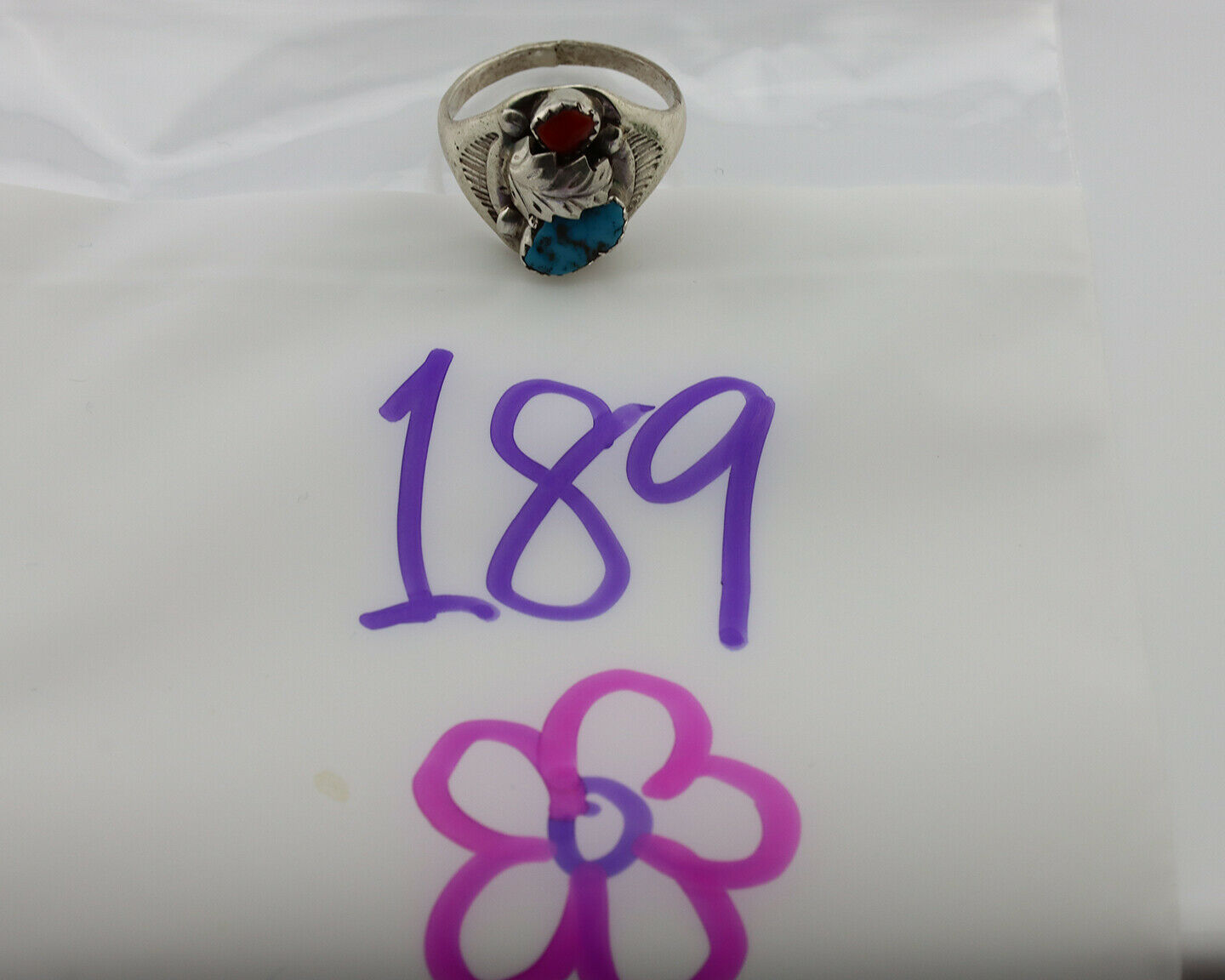 Navajo Ring .925 Silver Sleeping Beauty Turquoise Native Artist C.1980's