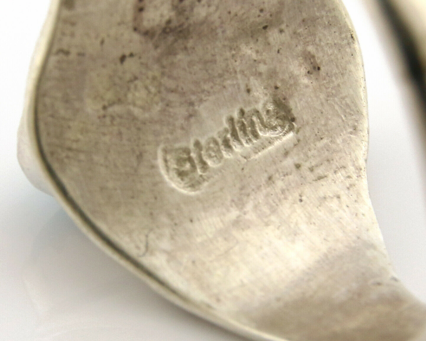 Zuni Ring .925 Silver Kingman Turquoise Hand Stamped Native American C.80's