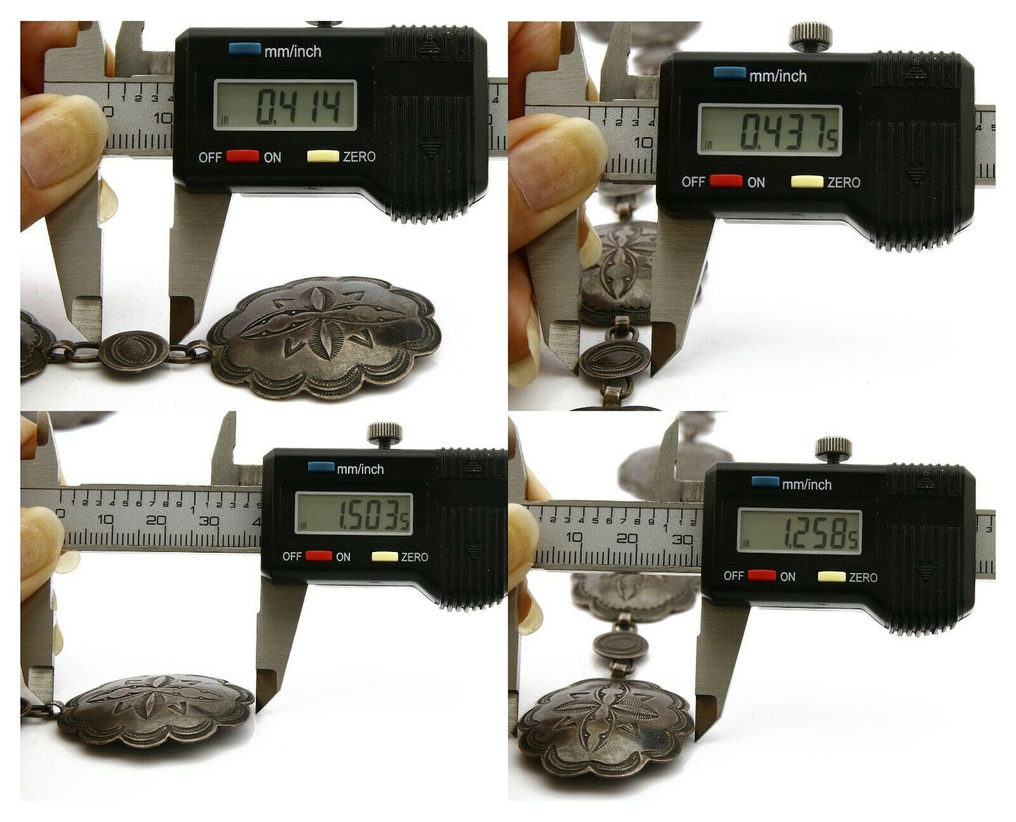 Women's Navajo Concho Belt .925 Silver Hand Stamped Handmade C.1940's