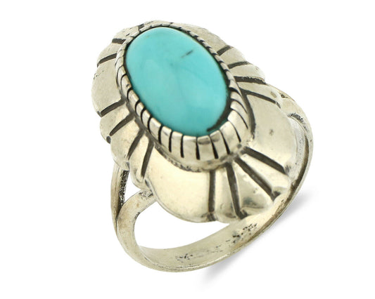 Navajo Ring .925 Silver Arizona Turquoise Signed M Montoya C.80's
