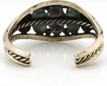 Navajo Bracelet .925 Silver Natural Blue Turquoise Artist Signed JP C.80's