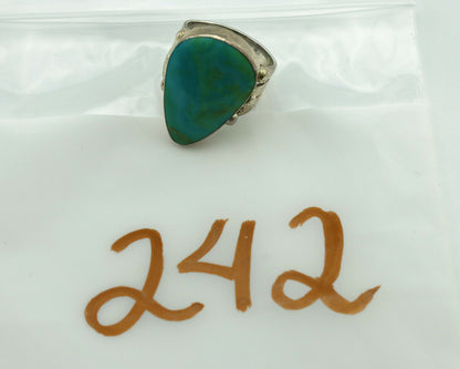 Navajo Ring .925 Silver Kingman Turquoise Artist Signed UT C.1980's