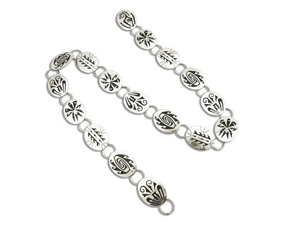 Hopi Concho Belt .925 SOLID Sterling Silver Signed Casey Cuch Overlay C.80's