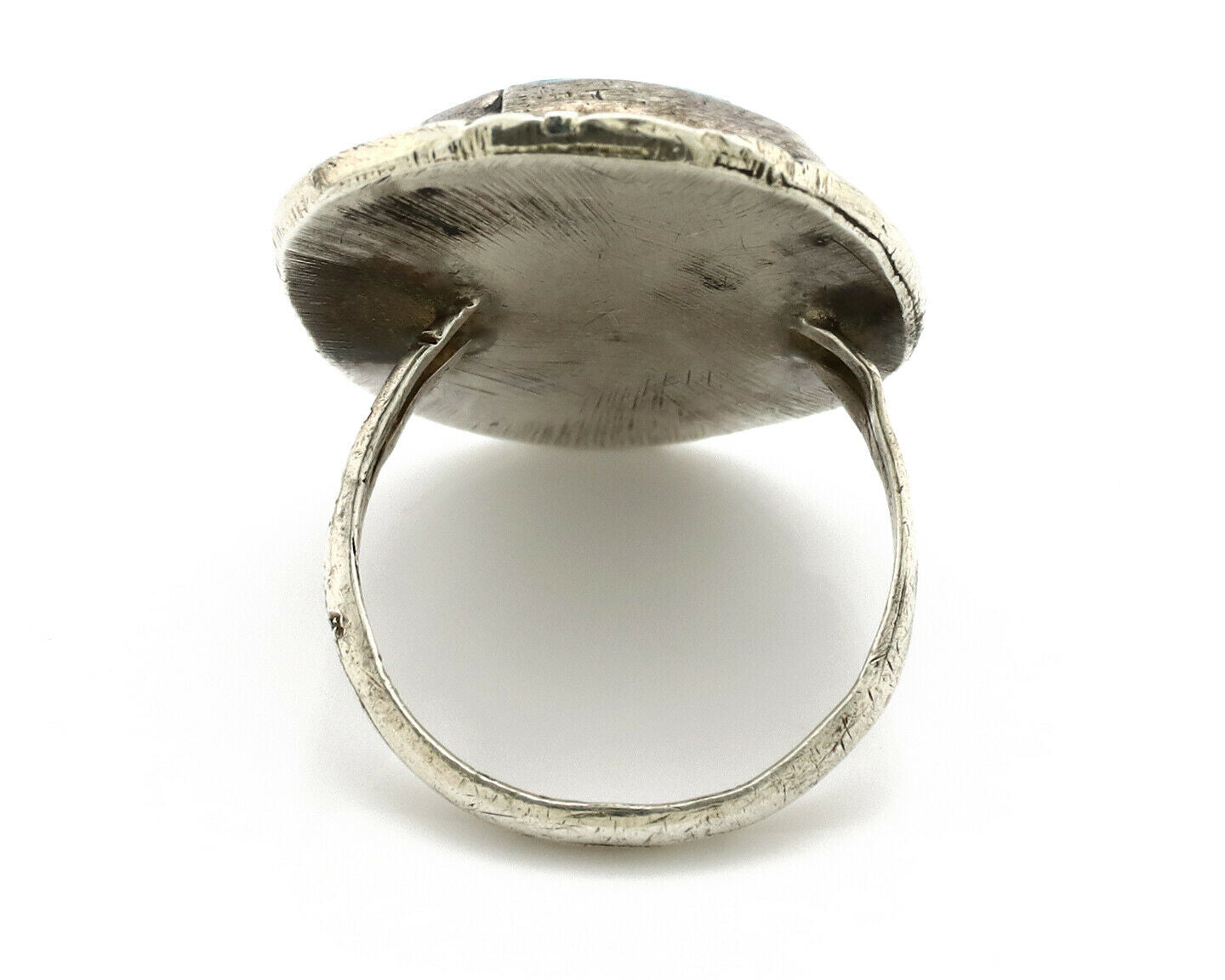 Navajo Ring .925 Silver Spiderweb Turquoise Native American Artist C.80's