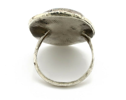 Navajo Ring .925 Silver Spiderweb Turquoise Native American Artist C.80's