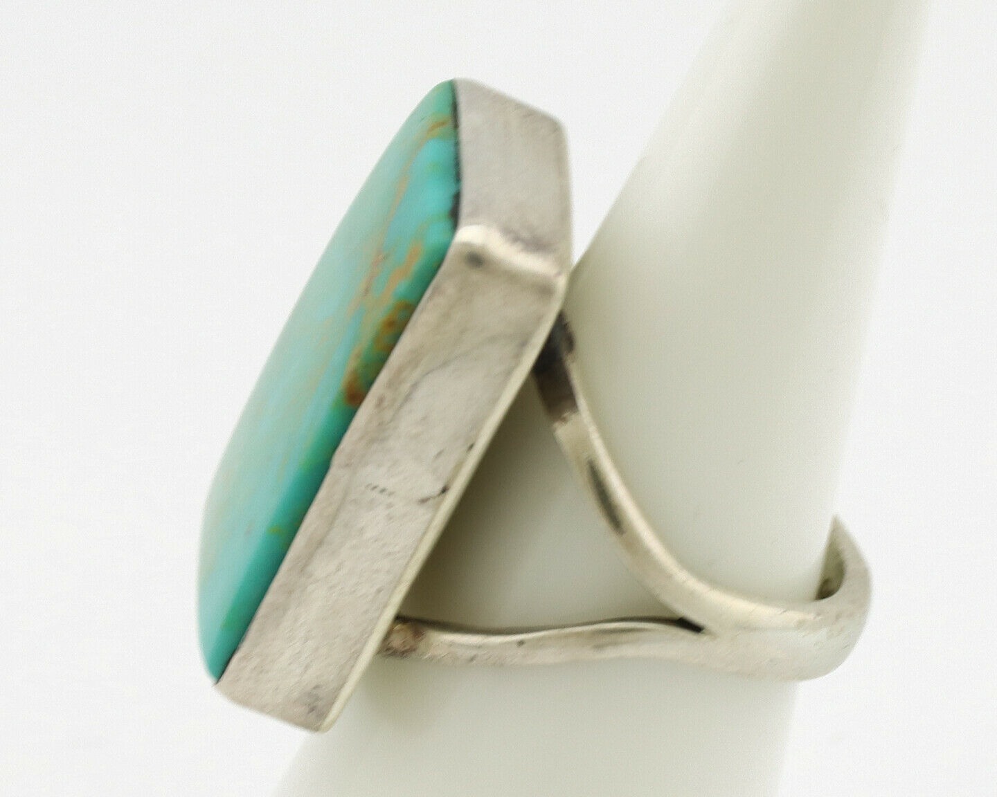 Navajo Ring .925 Silver Kingman Turquoise Artist Signed Gecko C.80's