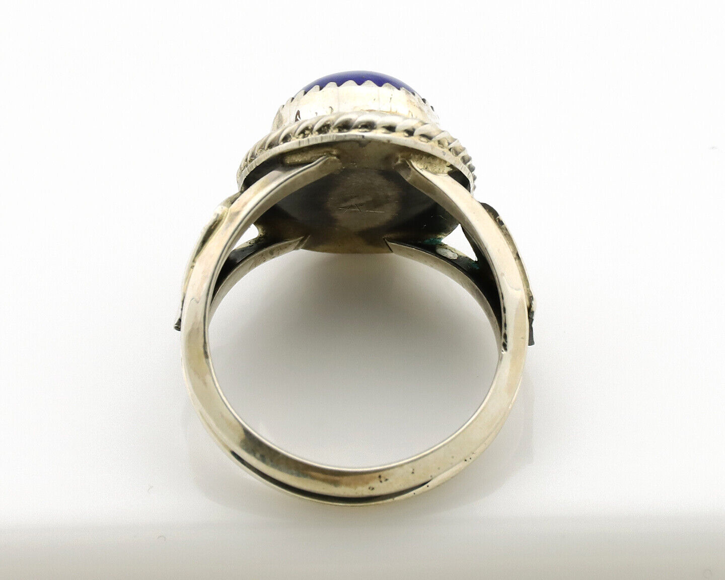 Navajo Ring 925 Silver Natural Handmade Natural Lapis Native American Artist C80