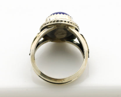 Navajo Ring 925 Silver Natural Handmade Natural Lapis Native American Artist C80