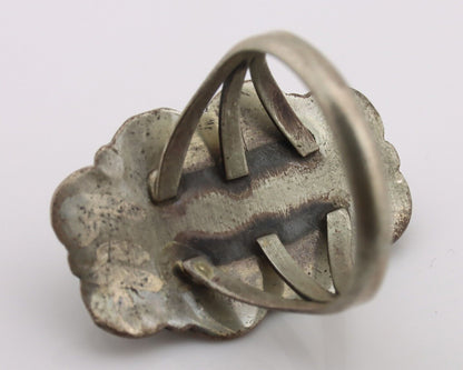 Navajo Ring .925 Silver Manassas Turquoise Native American Artist C.80's