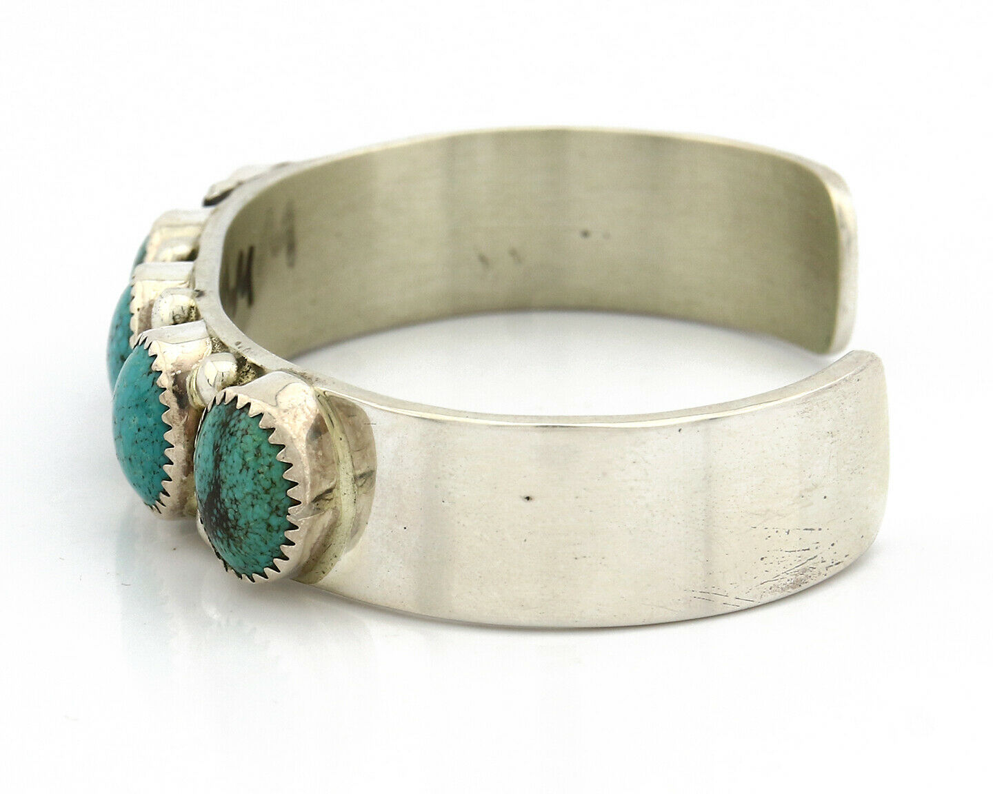 Navajo Bracelet .925 Silver Sleeping Beauty Turquoise Signed C Jones C.80's