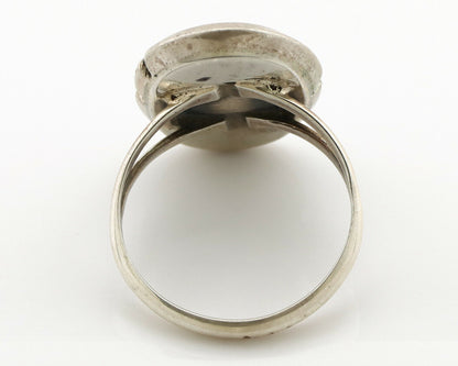 Navajo Ring .925 Silver Nevada Turquoise Native American Artist C.1980's