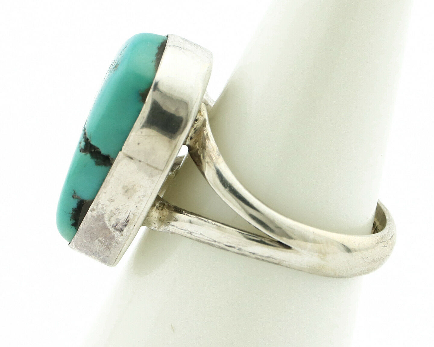 Navajo Ring .925 Silver Blue Turquoise Native American Artist C.80's