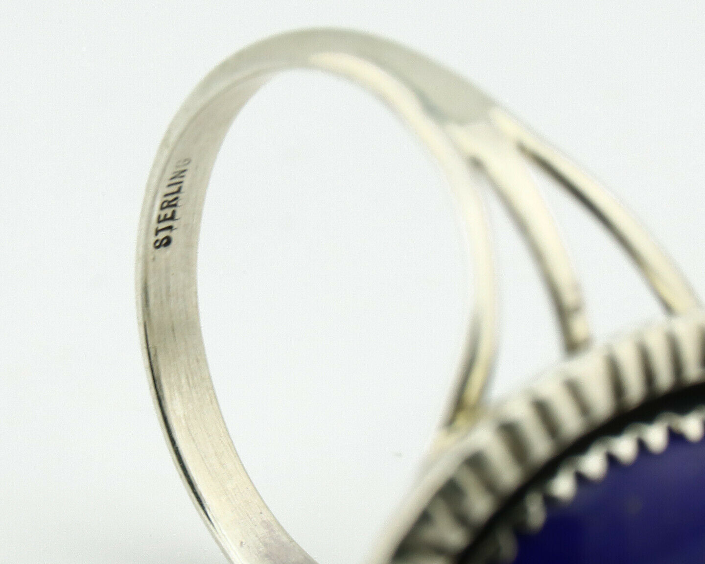 Navajo Ring .925 Silver Natural Lapis Lazuli Native American Artist C.80's