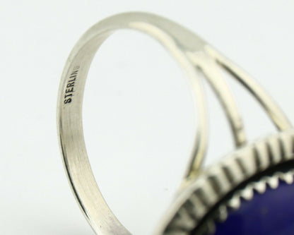 Navajo Ring .925 Silver Natural Lapis Lazuli Native American Artist C.80's
