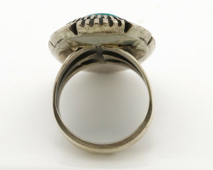 Navajo Ring .925 Silver Nevada Turquoise Native American Artist C.1980's