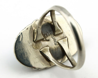Navajo Ring .925 Silver Sleeping Beauty Turquoise Artist Signed Anna Begay C80s