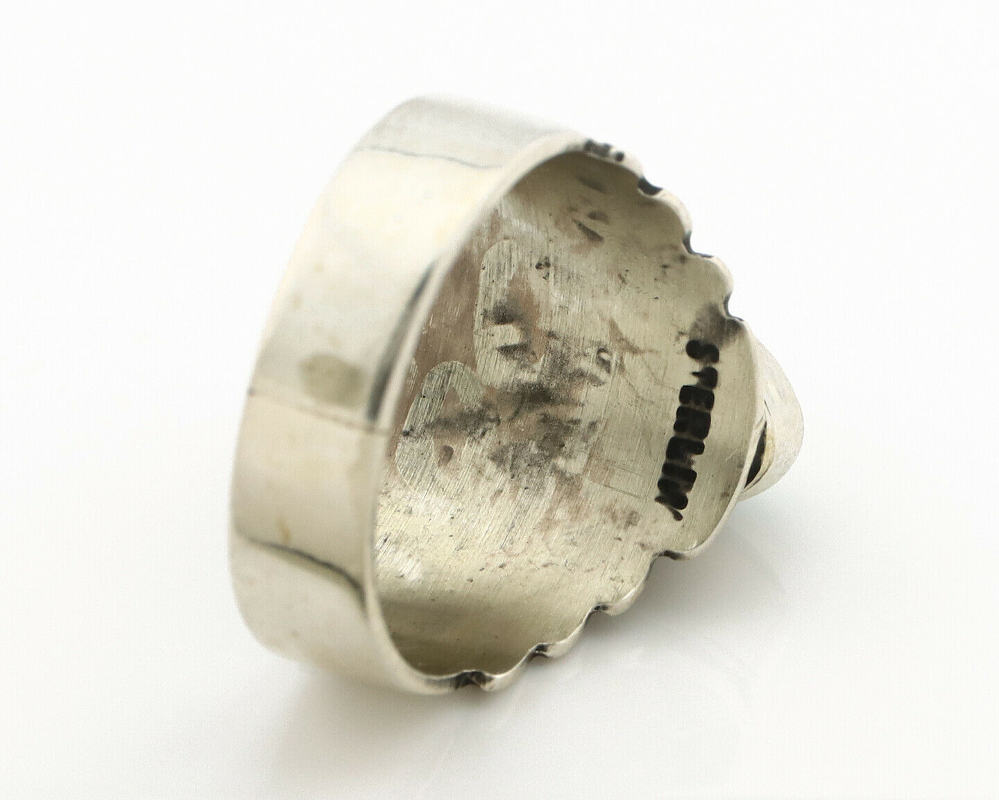 Navajo Ring .925 Silver Blue Green Arizona Turquoise Artist Signed Apache C.80's