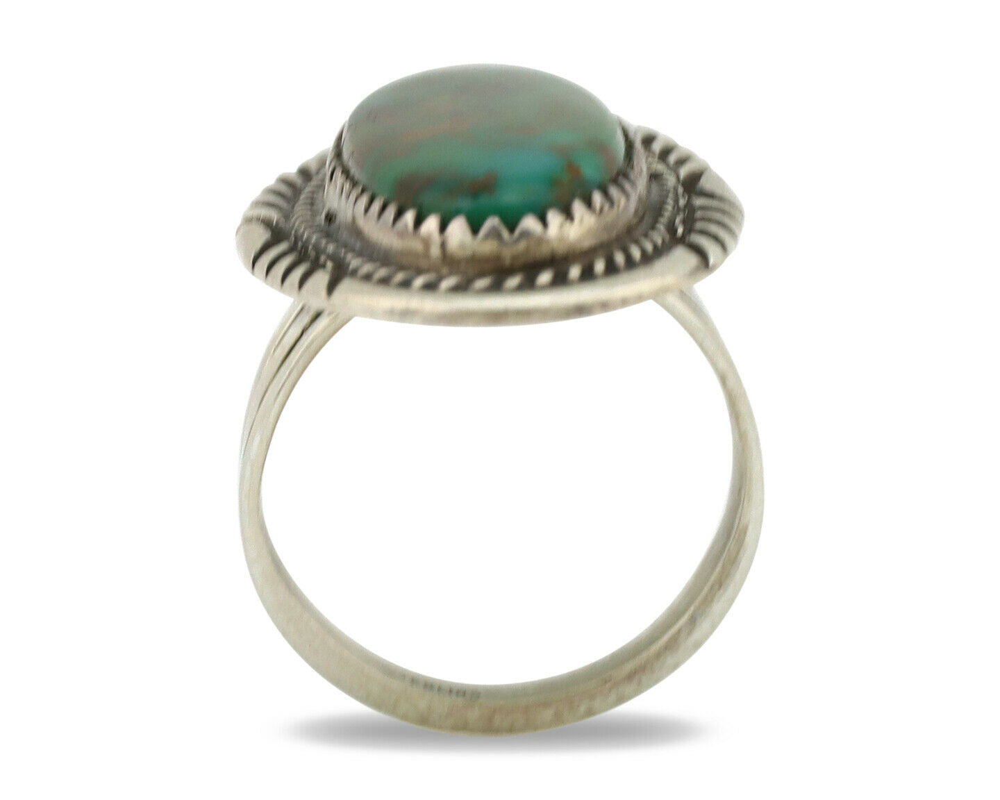 Navajo Ring .925 Silver Nevada Turquoise Artist Signed M Begay C.1980's
