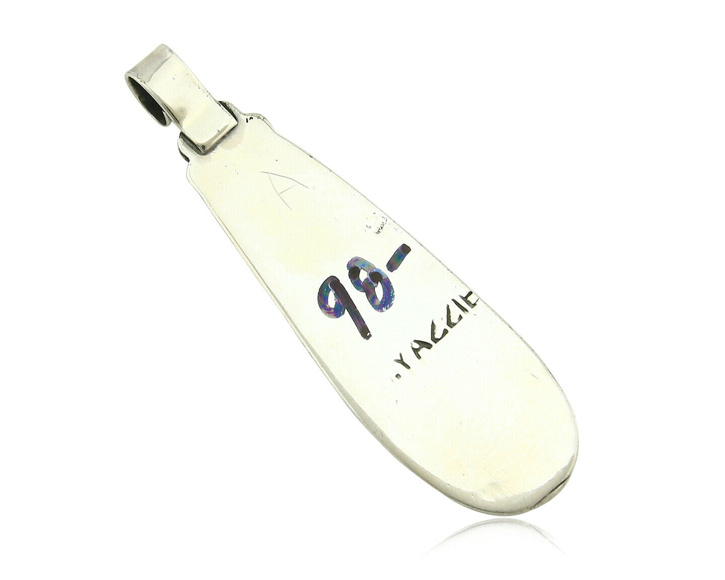 Navajo Pendant .925 Silver Real Natural Pink Mussel Signed Yazzie C.80's