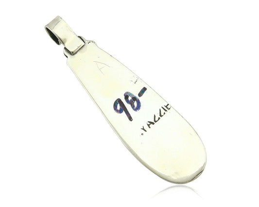 Navajo Pendant .925 Silver Real Natural Pink Mussel Signed Yazzie C.80's