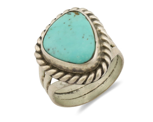 Navajo Ring .925 Silver Natural Kingman Turquoise Native American Artist C.80's