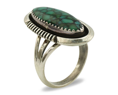 Navajo Ring .925 Silver Blue Spiderweb Native American Artist C.1980's