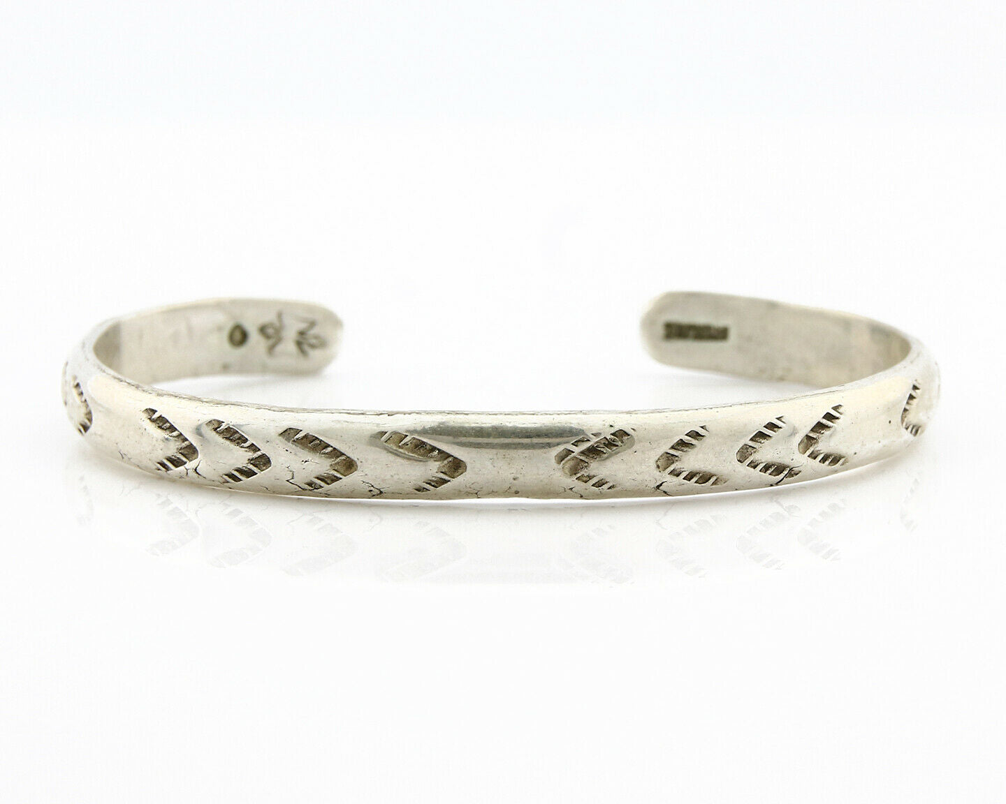 Navajo Bracelet .925 Silver Hand Stamped Artist Signed Montoya C.80's