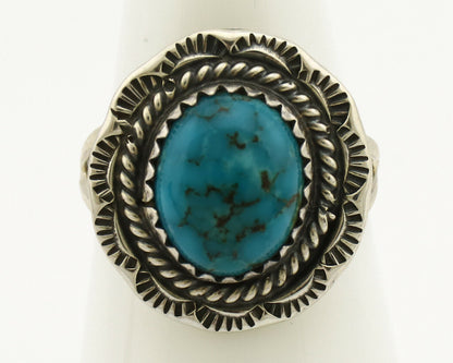 Navajo Ring .925 Silver Kingman Turquoise Native American Artist C.1980's