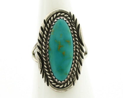Navajo Ring .925 Silver Kingman Turquoise Native American Artist C.1980's