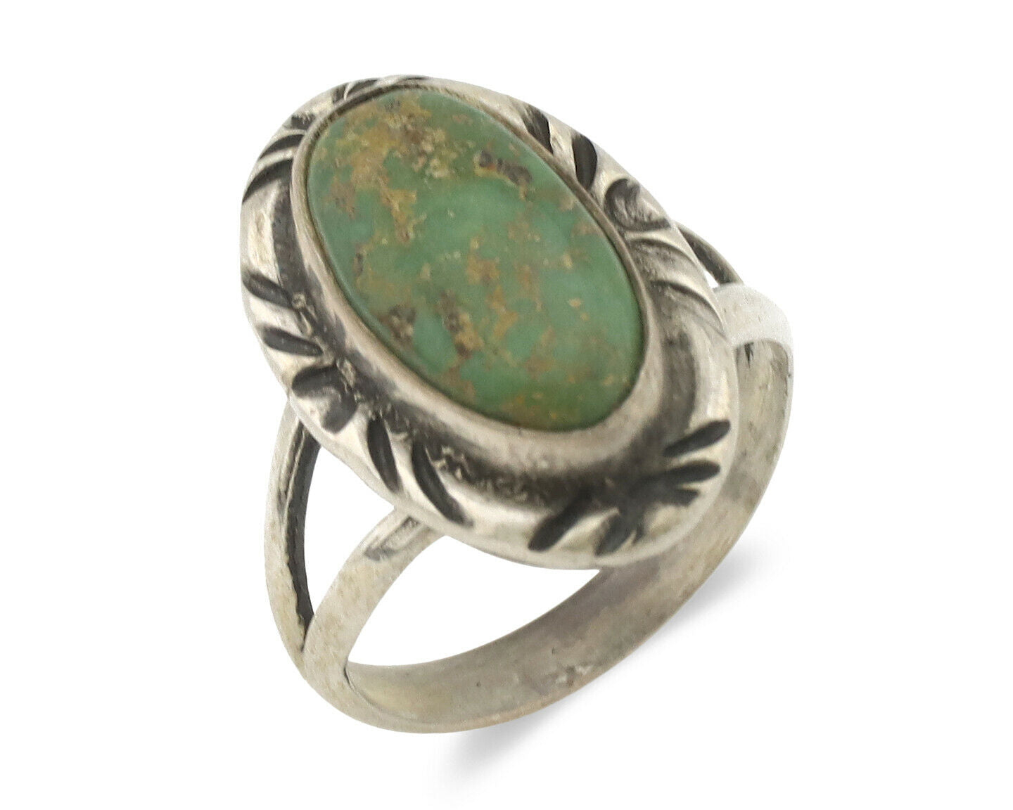 Navajo Ring .925 Silver Natural Mined Turquoise Native Artist Signed C.80's