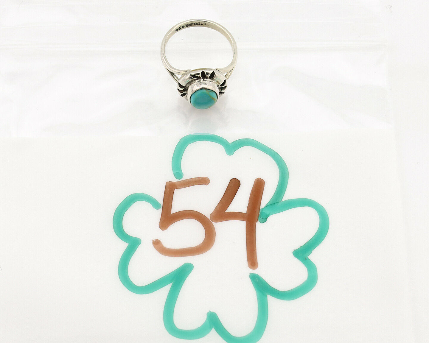 Navajo Ring .925 Silver Kingman Turquoise Artist Signed Gecko C.90's