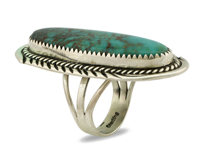 Navajo Ring .925 Silver Turquoise Mountain Artist Talhat C.80's