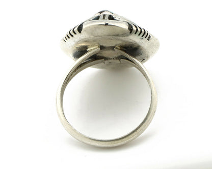 Navajo Ring .925 Silver Spiderweb Turquoise Artist Signed L. M. Nez C80s
