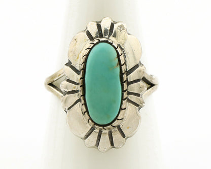 Navajo Ring .925 Silver Green Turquoise Artist Signed M Montoya C.80's