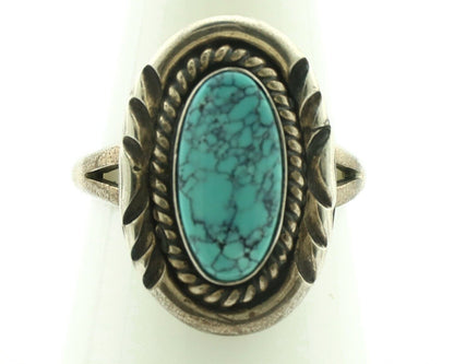 Navajo Ring 925 Silver Blue Spiderweb Turquoise Native American Artist C.80's