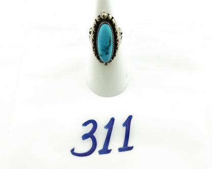 Navajo Ring .925 Silver Natural Blue Turquoise Artist Signed SC C.80's